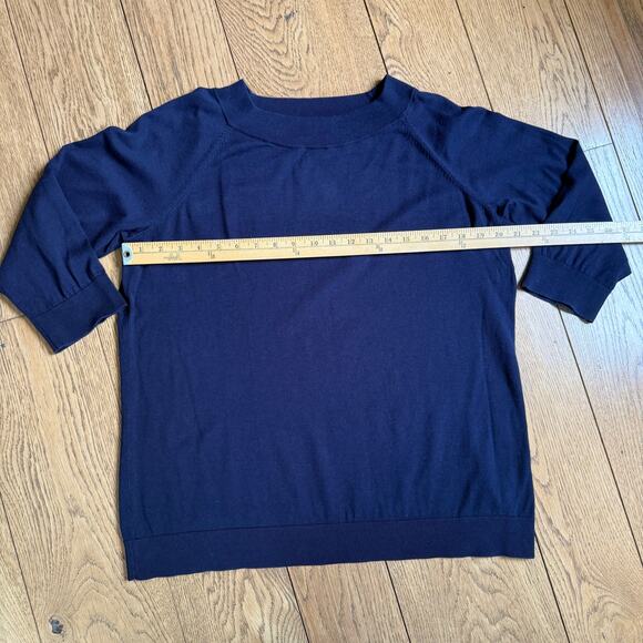 Talbots Woman 3/4 Sleeve Sweater 1X Navy Classic Beachy Nautical School Uniform - Picture 4 of 6